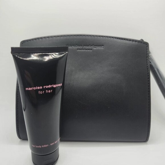 NEW Narcisco Rodriguez 75 ml Body Lotion for Her in Black Zip Wristlet - Picture 1 of 8